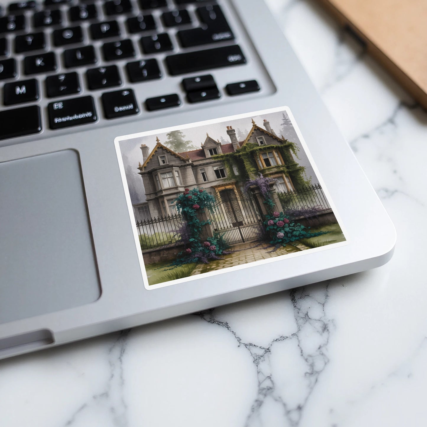 Victorian House Laptop Sticker, Vintage Manor Illustration, Elegant Home Decor, Waterproof Vinyl Decal