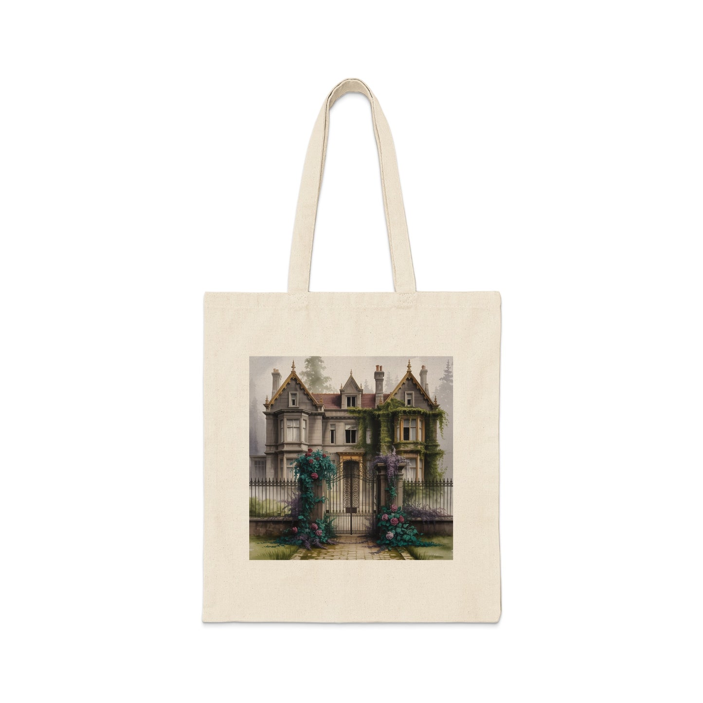 Vintage Victorian House Print Tote Bag, Elegant Canvas Shoulder Bag, Eco-Friendly Shopping Bag, Unique Gift Idea