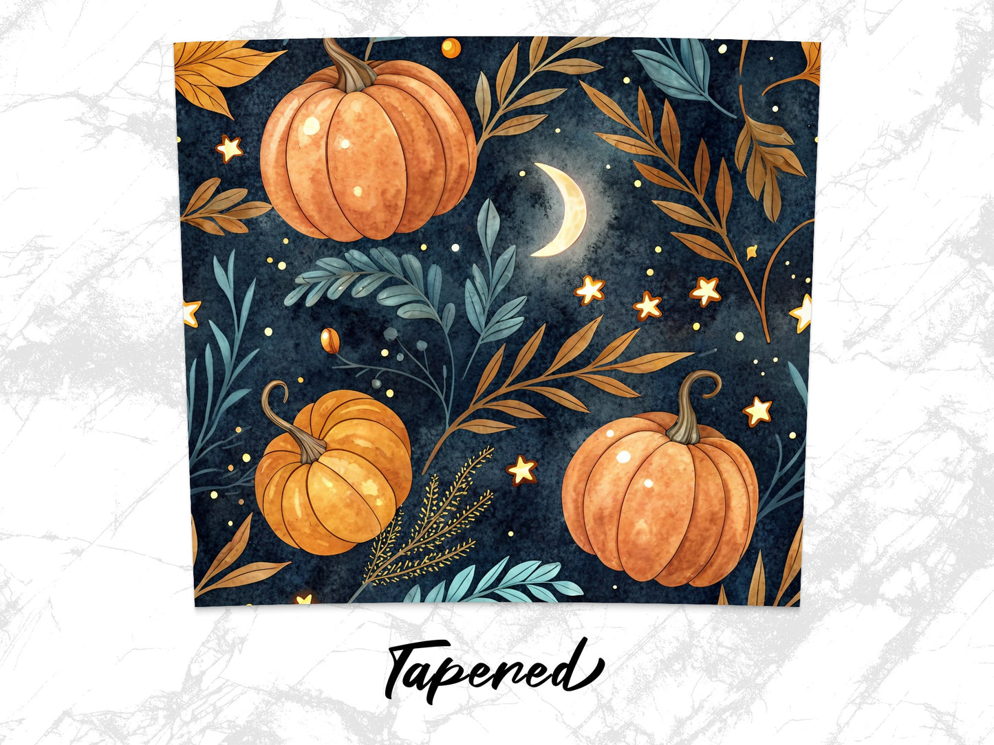 Autumn Pumpkin Moon Stars Pattern Fabric, Fall Seasonal Quilting Cotton Material, Craft Supplies