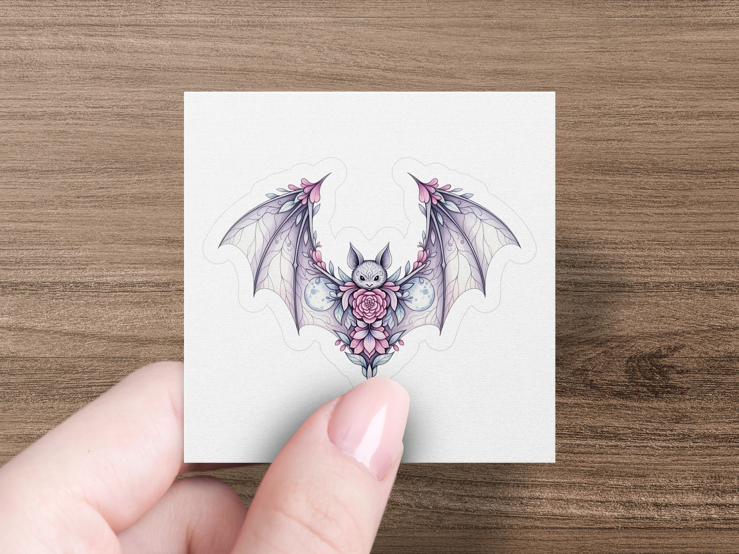 Gothic Bat Art Print, Floral Vampire Wings Illustration, Fantasy Home Decor, Unique Dark Aesthetic Wall Art