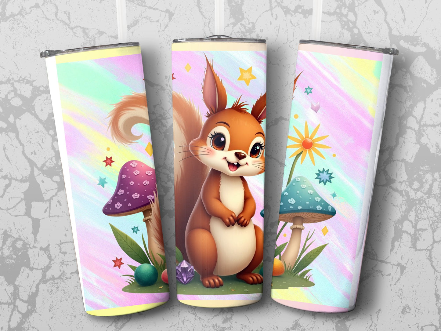 Cute Squirrel Wall Art, Colorful Cartoon Animal Poster, Kids Room Decor, Nursery Magical Print