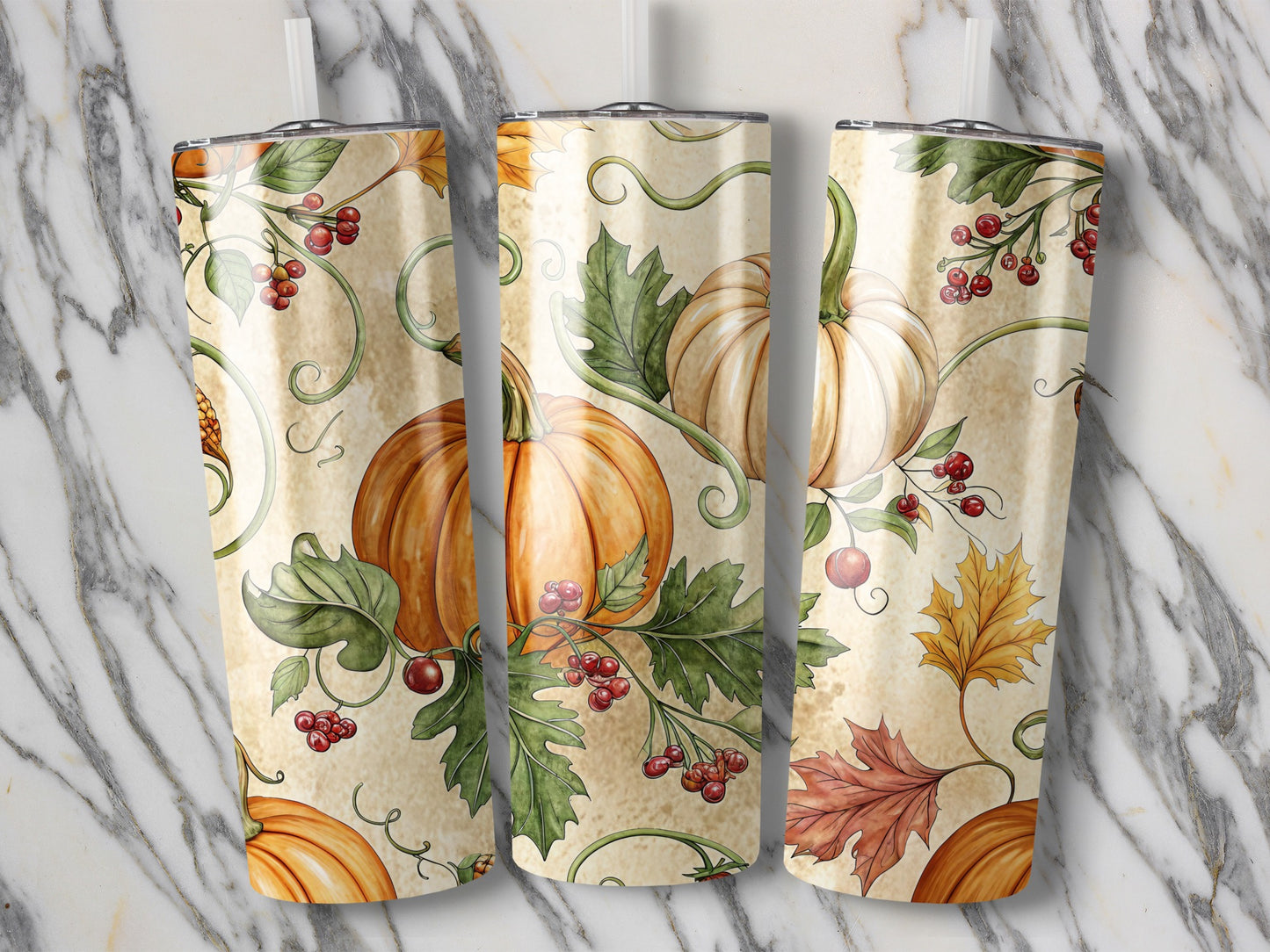 Autumn Harvest Kitchen Towels, Fall Pumpkins, Leaves, Acorns Design, Decorative Dish Towels Set