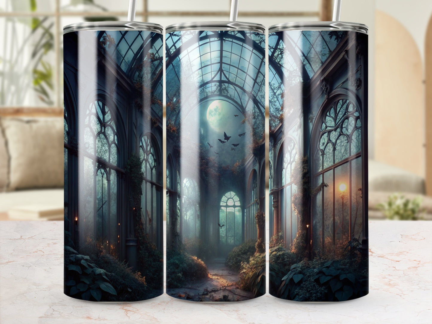 Enchanted Forest Tumbler, Fantasy Woods Stainless Steel Travel Mug, Magic Landscape Insulated Cup