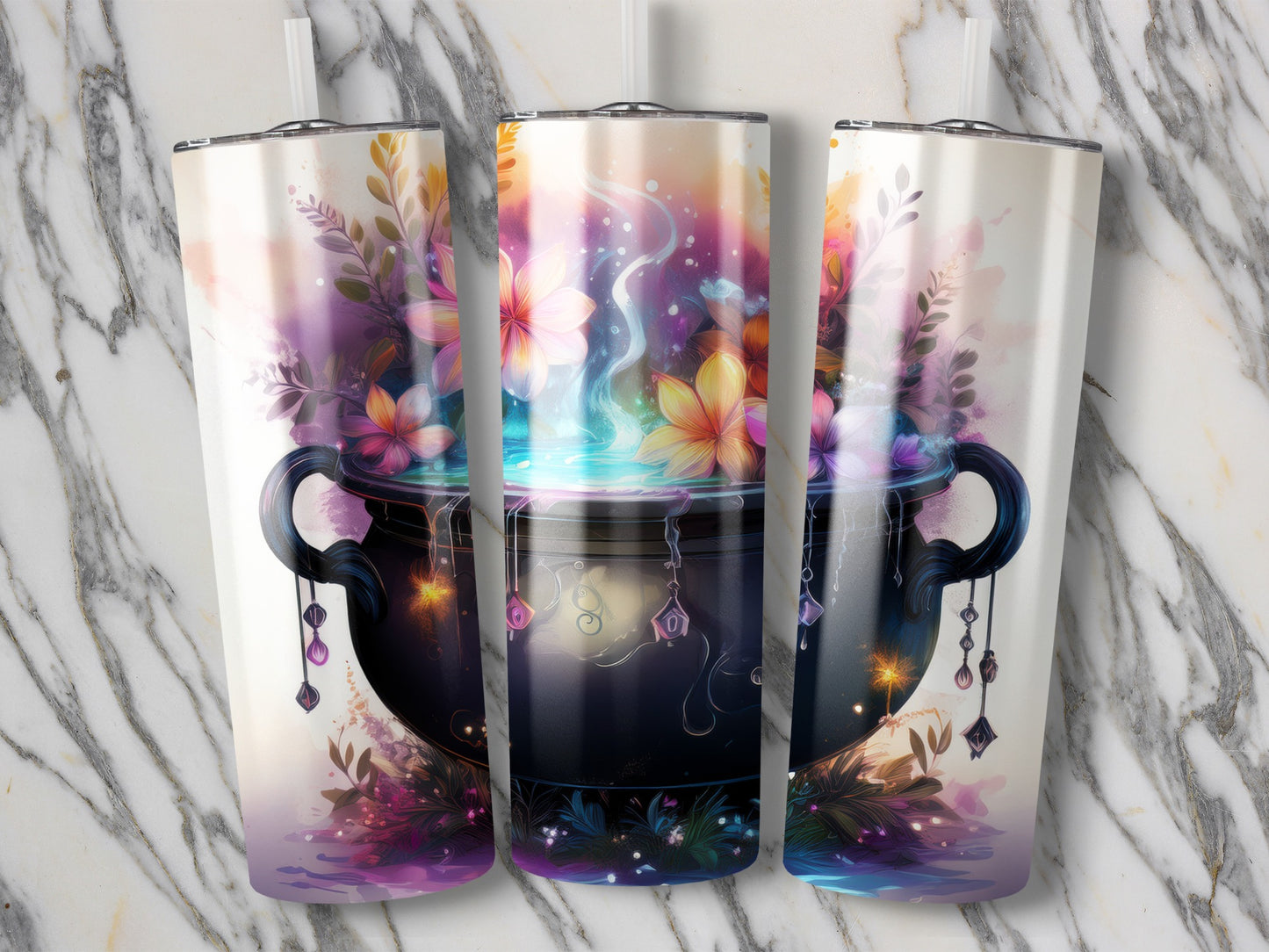 Enchanted Teapot and Cups Art Print, Magical Floral Kitchen Decor, Fantasy Wall Hanging, Unique Home Decoration