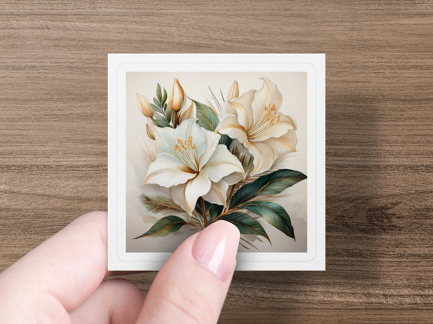 Vintage Floral Art Postcard, Cream Lily Illustration, Botanical Print, Retro Stationery Collector, Unique Greeting Card, Gift Idea