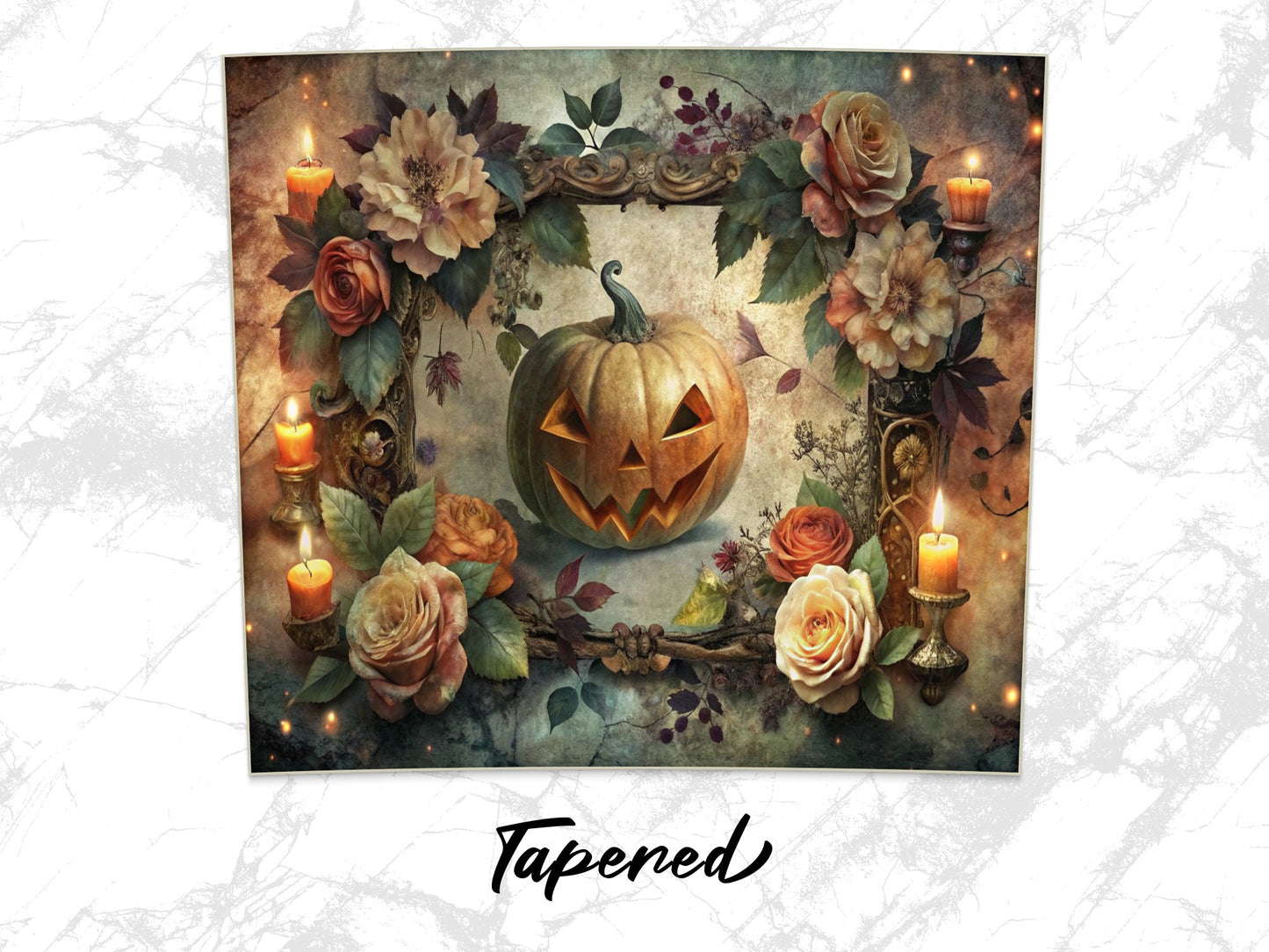 Vintage Halloween Wall Art, Gothic Pumpkin Decor, Autumn Floral Print, Spooky Romantic Home Decoration