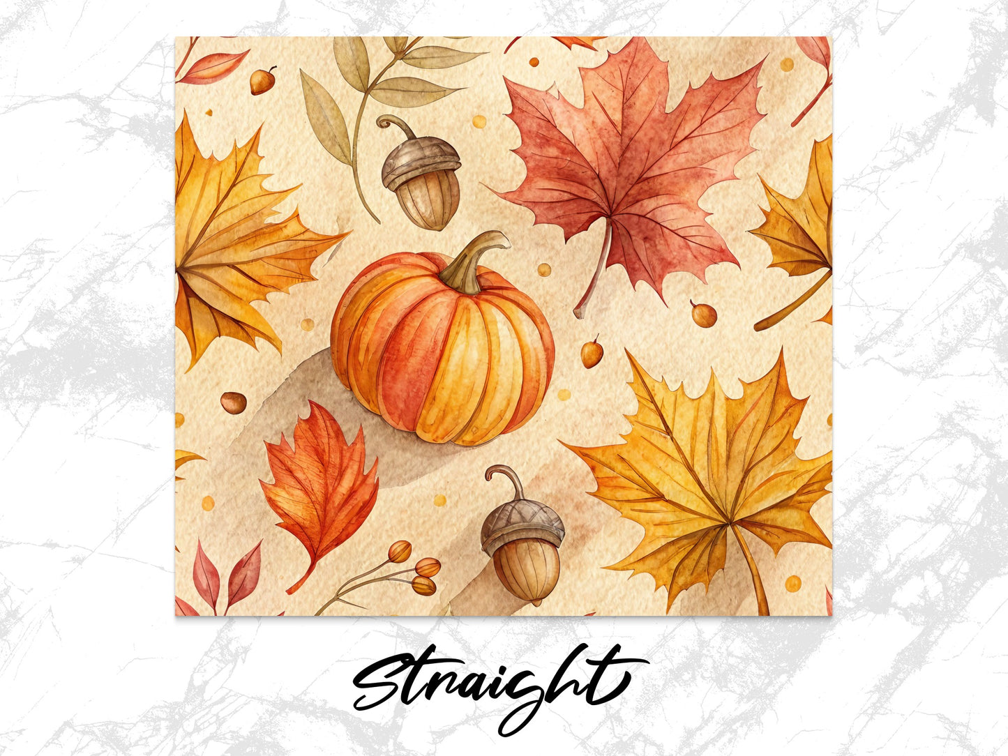 Autumn Watercolor Pumpkin and Leaves Pattern, Fall Season Decorative Art Print, Thanksgiving Wall Decor
