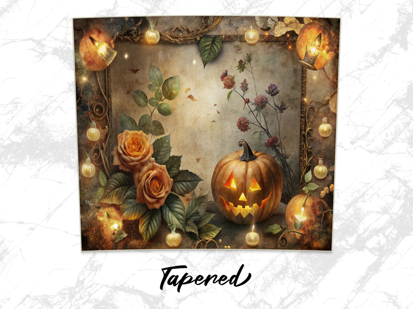 Autumn Pumpkin and Floral Wall Art, Halloween Decor, Vintage Style, Festive Fall Print
