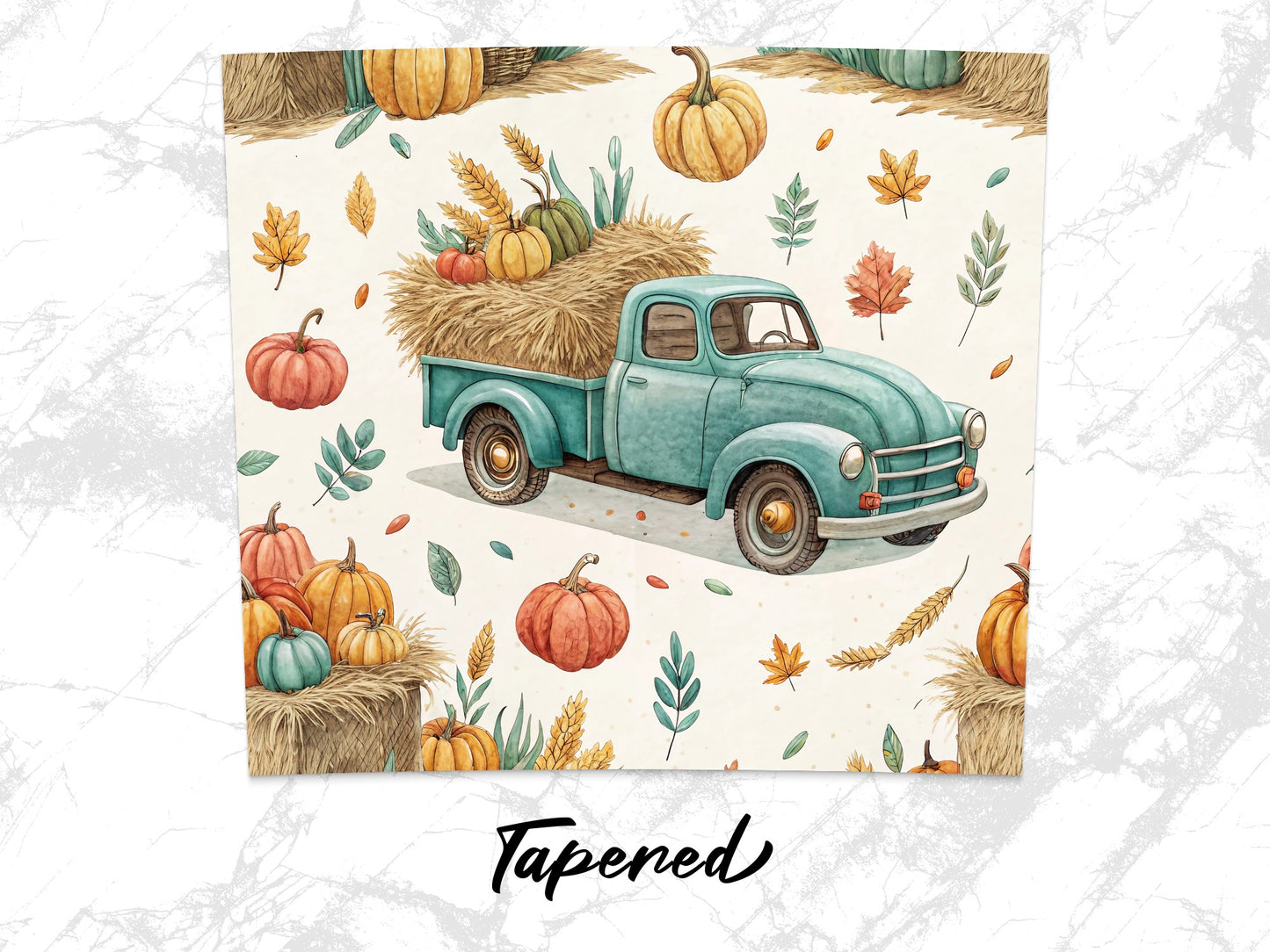 Vintage Truck Fall Harvest Pumpkin Autumn Leaves Farmhouse Decorative Art Print