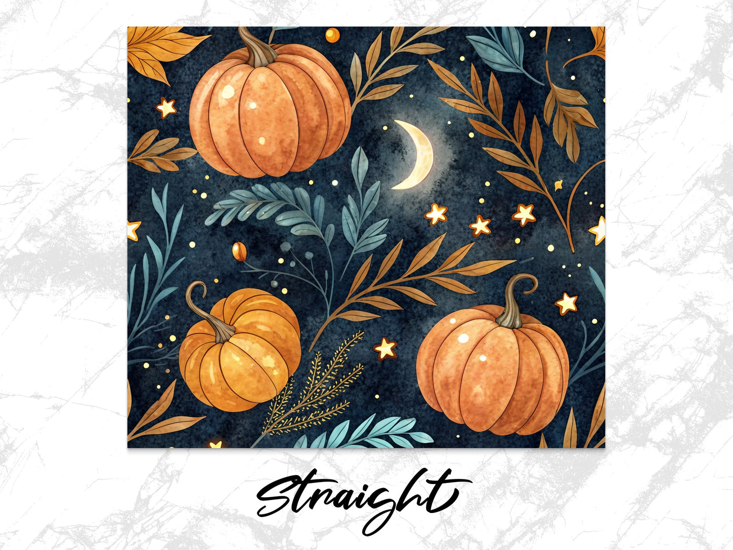 Autumn Pumpkin Night Sky Print, Starry Fall Harvest Moon Wall Art, Home Decor