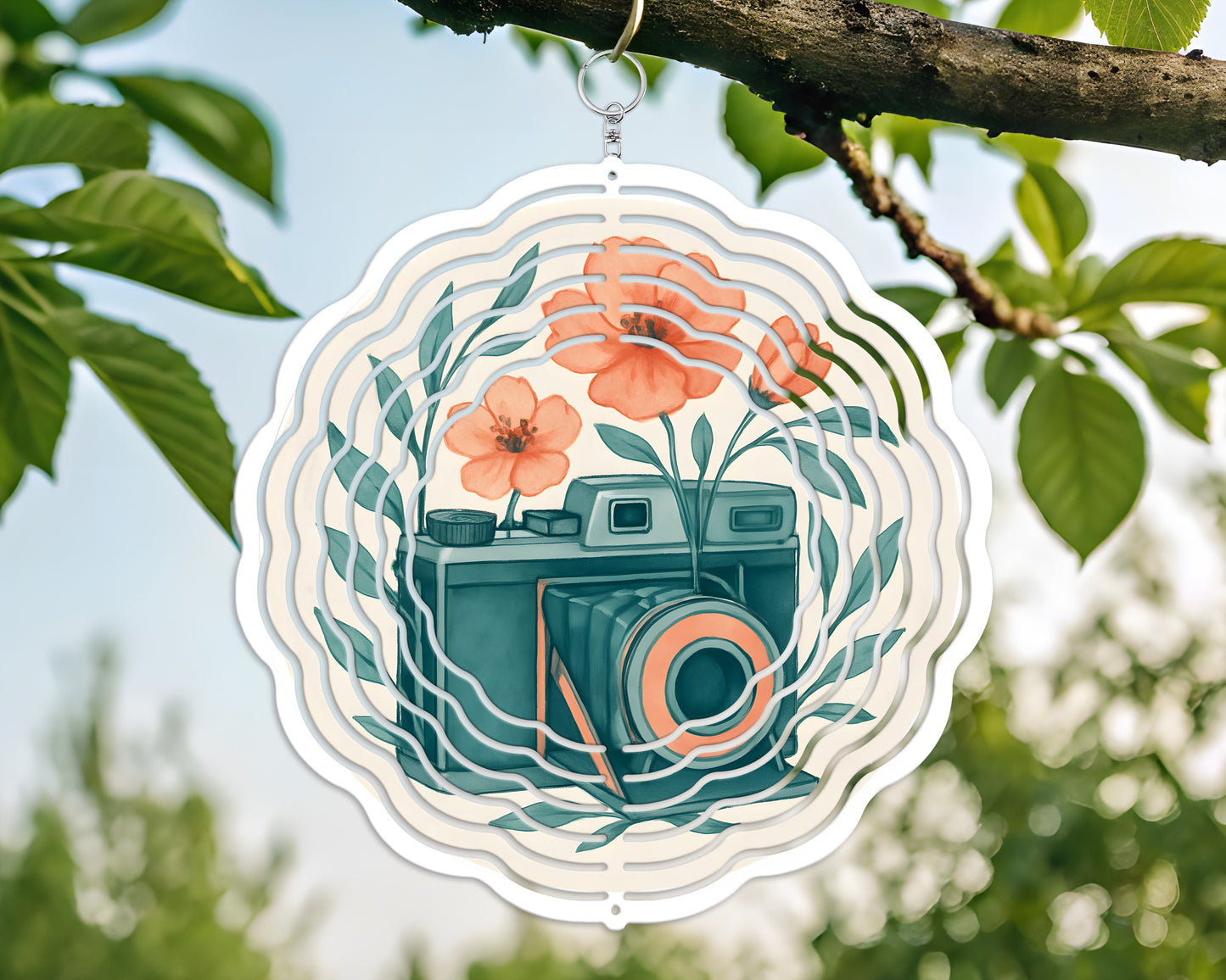 Vintage Camera Floral Design Hanging Ornament, Unique Garden Decor, Photography Lover Gift