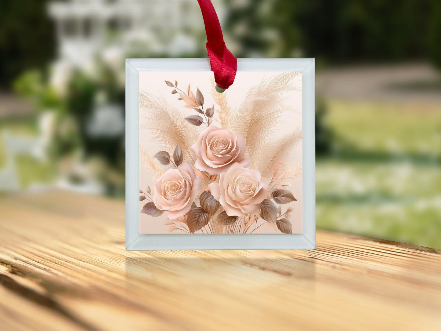 Elegant Peach Rose Quilled Art Ornament, Handcrafted Paper Floral Decor, Unique Gift Idea for Home