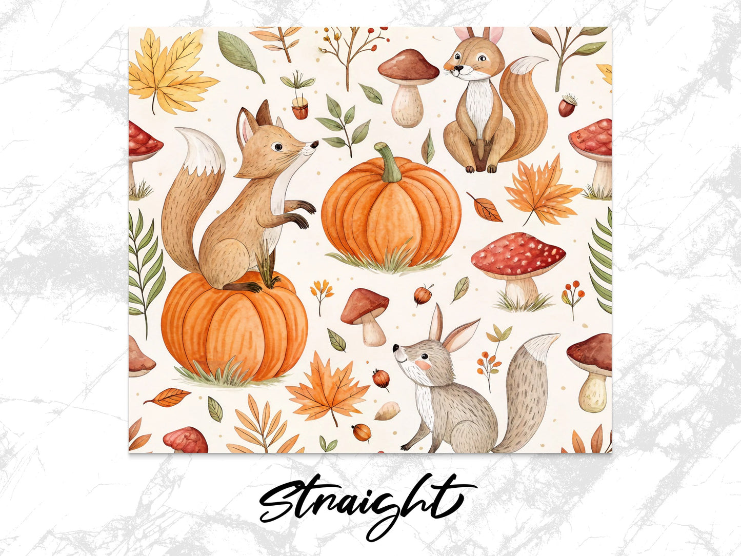 Autumn Fox and Pumpkin Pattern Notebook Cover, Fall Leaves, Cute Forest Animals Stationery Design