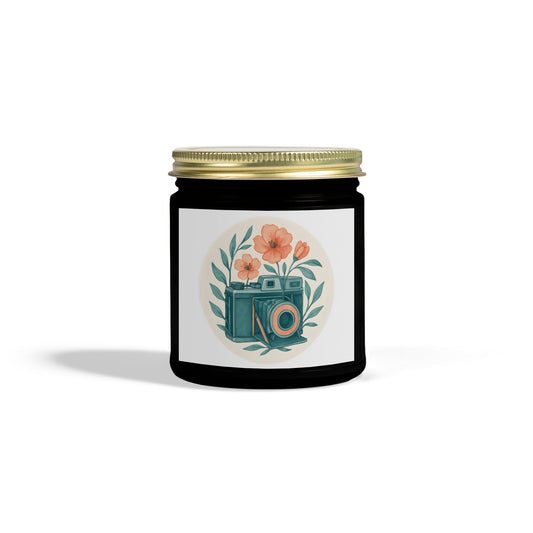 Vintage Camera Floral Design Decorative Jar, Retro Style Storage Container, Unique Home Decor Gift Idea