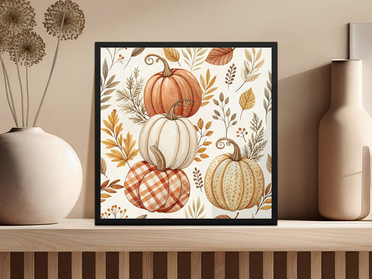 Autumn Pumpkin Print, Fall Decor Wall Art, Thanksgiving Seasonal Illustration, Farmhouse Style Decor, Rustic Kitchen Artwork