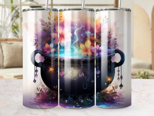 Enchanted Forest Tumblers, Stainless Steel Insulated, Floral and Mystical Design, Set of 3, Gift Idea