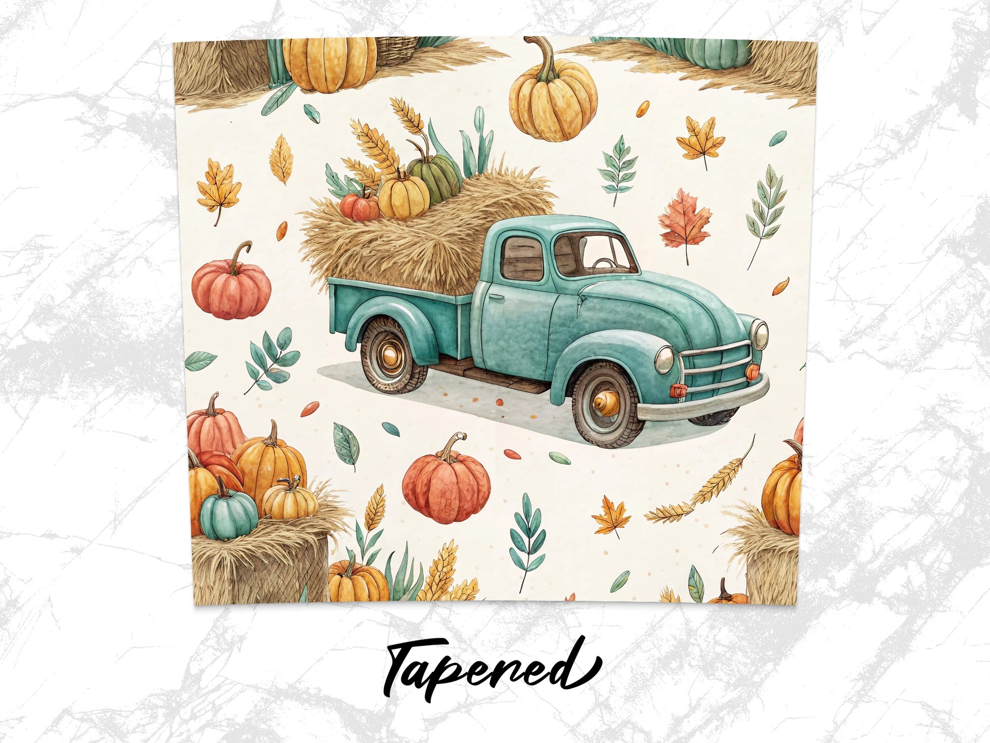 Vintage Truck Fall Harvest Pumpkin Autumn Leaves Farmhouse Decorative Art Print