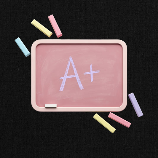 A+ Grade Pink Chalkboard, Teacher Classroom Decor, Small Chalkboard with Pastel Chalks, Educational Tool, Wall Hanging Chalkboard