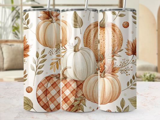 Autumn Pumpkin Shower Curtain, Fall Leaves and Plaid Design, Bathroom Decor, Thanksgiving Seasonal Accessories
