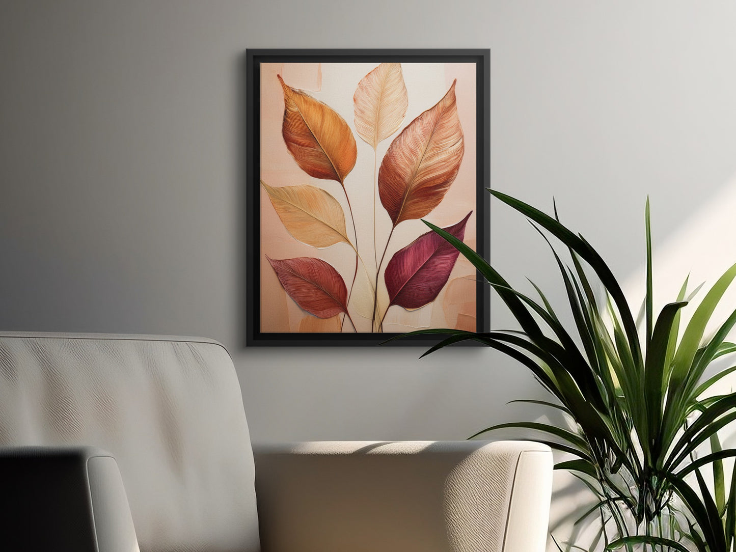 Autumn Leaves Wall Art, Modern Botanical Print, Home Decor, Living Room Aesthetic, Colorful Leaf Poster