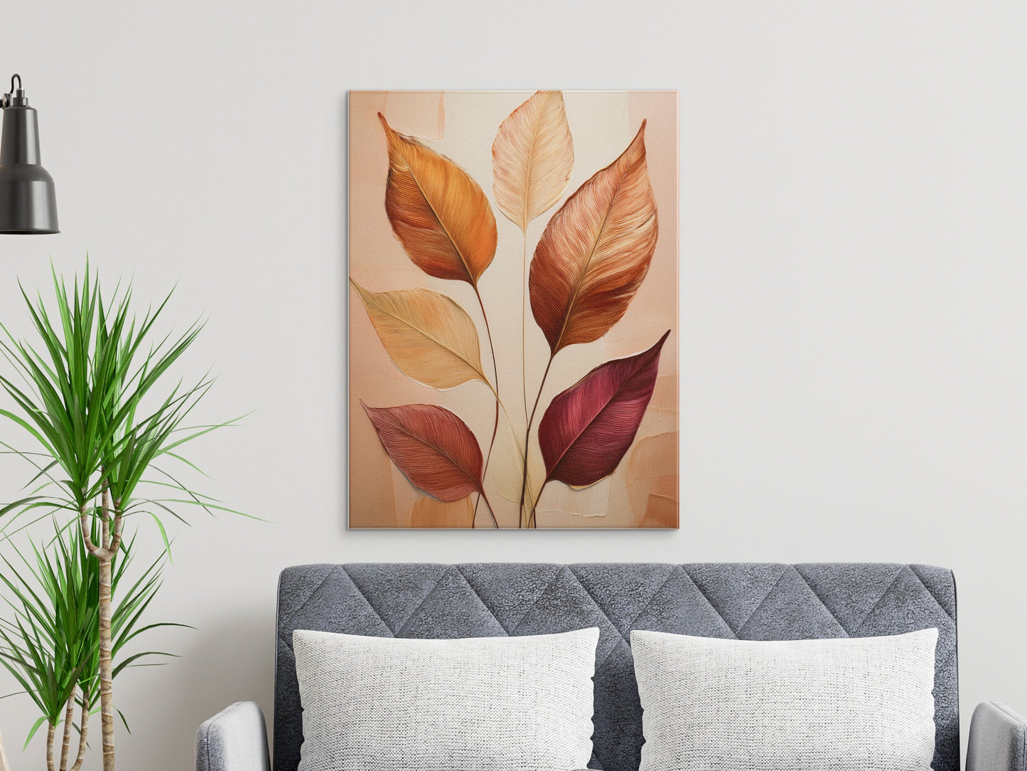 Autumn Leaves Canvas Art Print, Large Wall Decor, Modern Fall Home Decoration, Botanical Poster