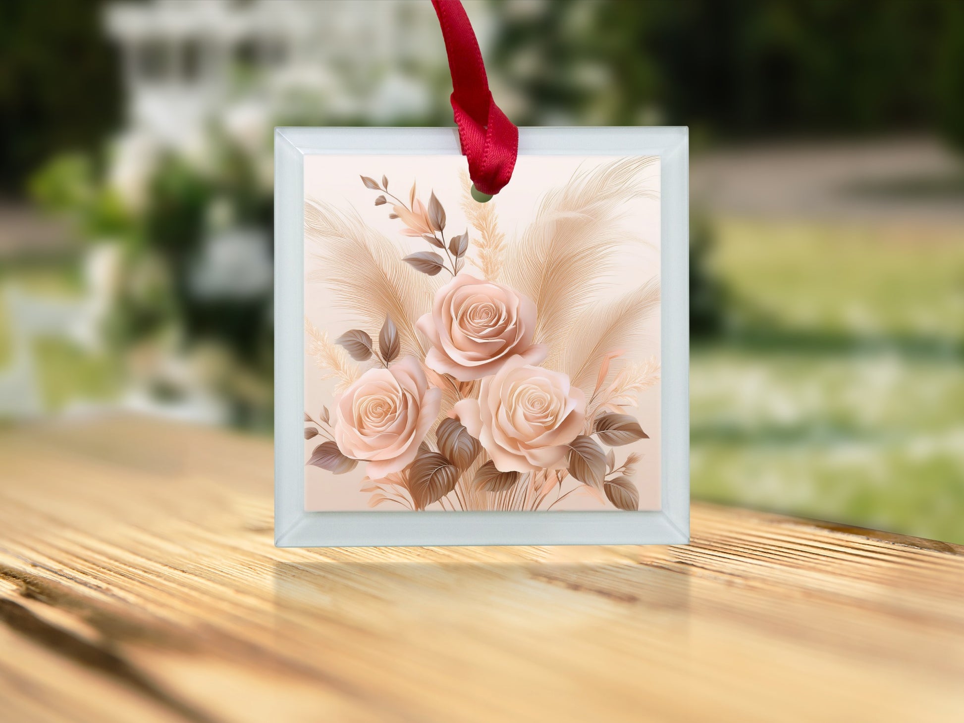 Elegant Peach Rose Quilled Art Ornament, Handcrafted Paper Floral Decor, Unique Gift Idea for Home