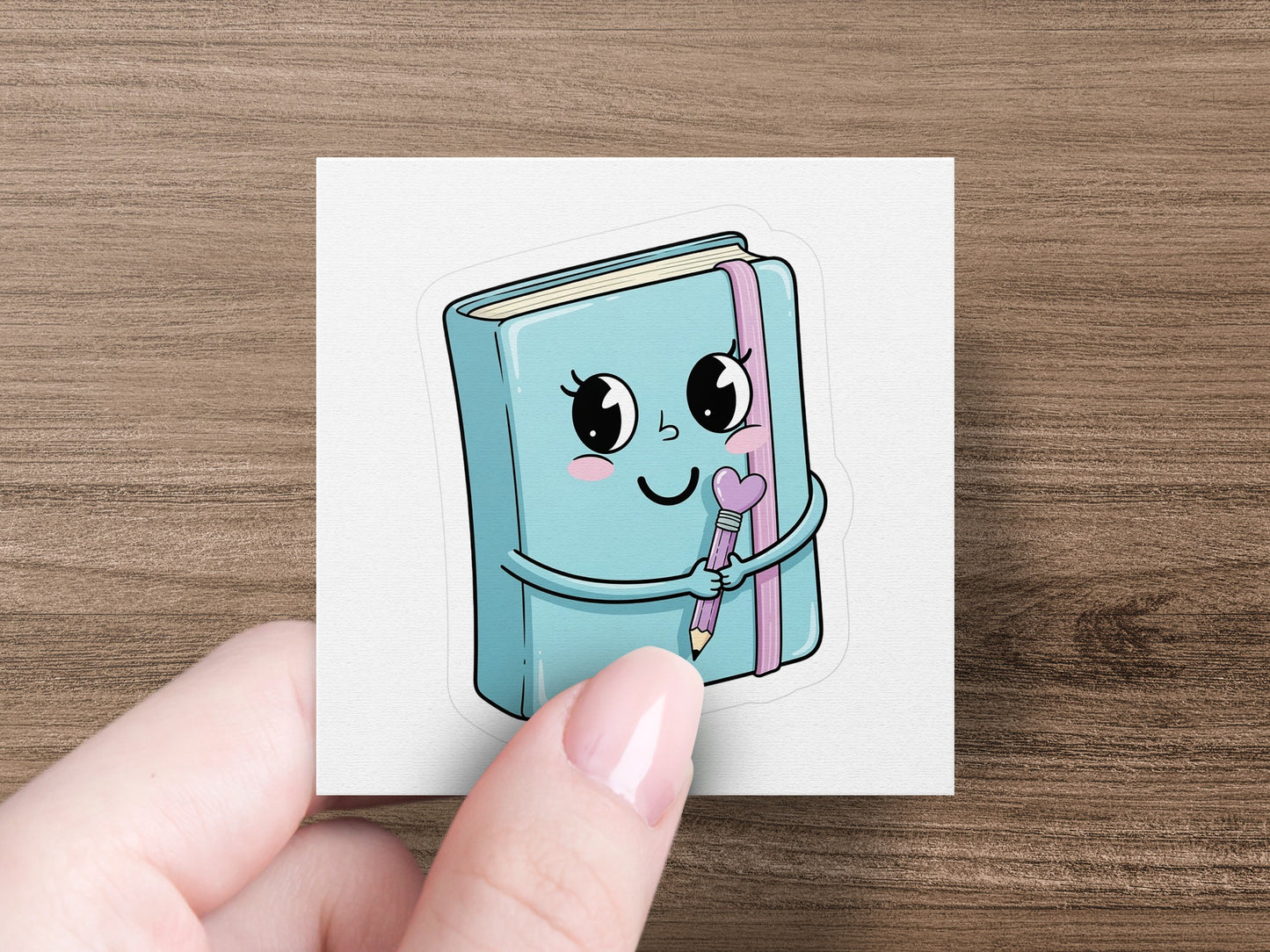 Cute Cartoon Book Sticker, Kawaii Diary Planner Decal, Animated Happy Book Character, Gift for Readers and Writers, Vinyl Sticker